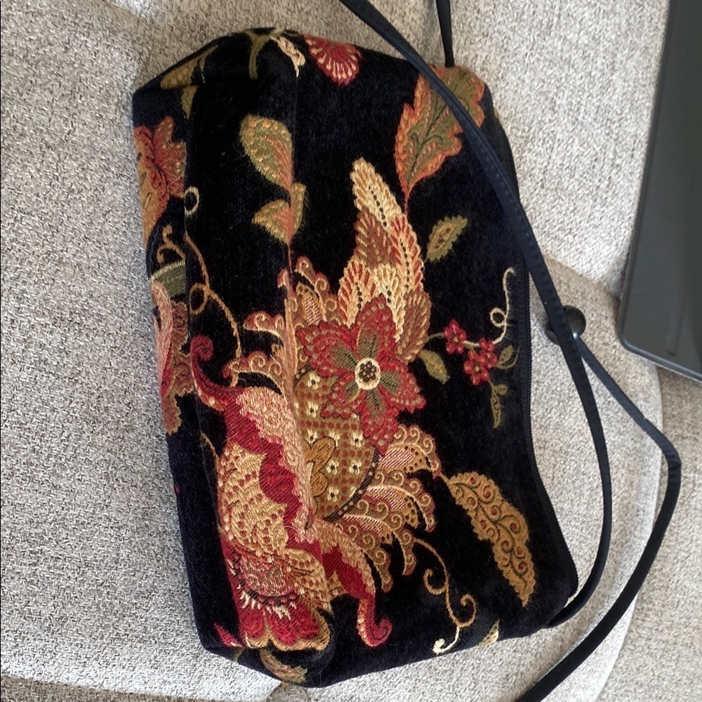 Vintage Danny K Black and Red tapestry Bag adjustable strap